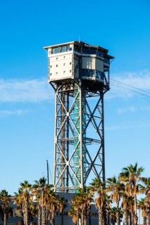 Old cable car in the harbour of Barcelona, Spain, Europe