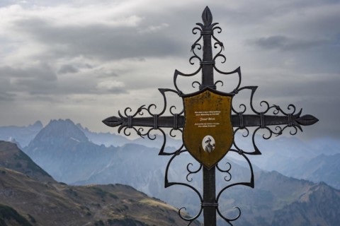 Cast-iron memorial cross for Josef Boeck, master shepherd of the rear Seealpe, near Seealpsee,