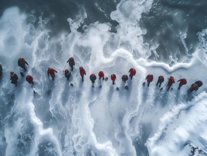 Lithium mining in a white salt lake in South America, AI generated