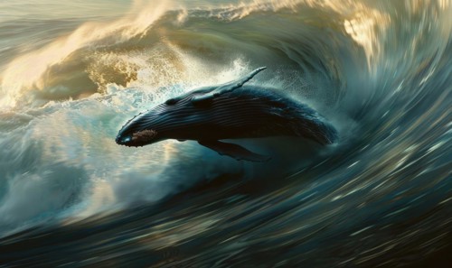 Digital painting style illustration of a humpback whale in the ocean AI generated
