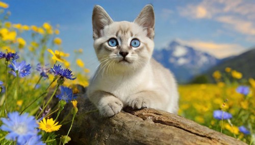 KI generated, animal, animals, mammal, mammals, cat, felidae (Felis catus), a kitten resting in a