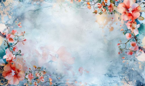 Watercolor flowers and lives, floral background space for text AI generated