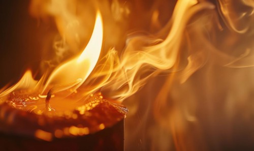 Close-up of a candle flame dancing in the breeze AI generated