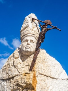 Stone sculpture, Pope, San Pantaleo, Sardinia, Italy, Europe
