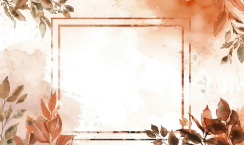 Copper frame on watercolor background, space for text AI generated