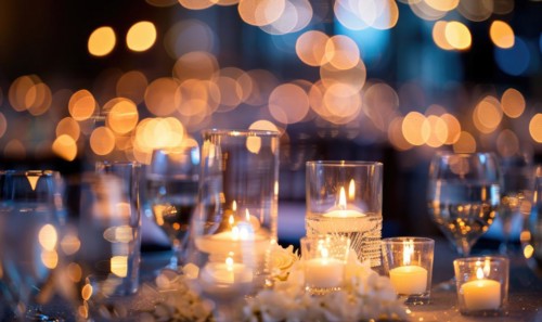 Glowing bokeh lights adding a touch of elegance to a formal event setting AI generated