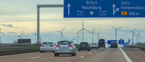 Wind turbines on the A 9 motorway, Saxony-Anhalt, Germany, Europe