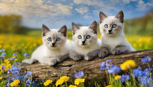 KI generated, animal, animals, mammal, mammals, cat, felidae (Felis catus), three cats resting on a