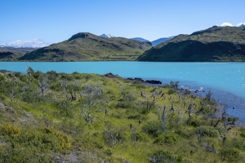 Lago Pehoe, Torres del Paine National Park, Parque Nacional Torres del Paine, Cordillera del Paine,