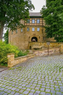 Access to the moated castle Sachsenheim, Grosssachsenheim Castle, former moated castle, archway,