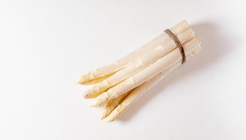 Bundled white asparagus tied together with a brown ribbon, AI generated, AI generated