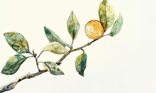 Watercolor illustration of money coins attached to a budding tree sprout AI generated