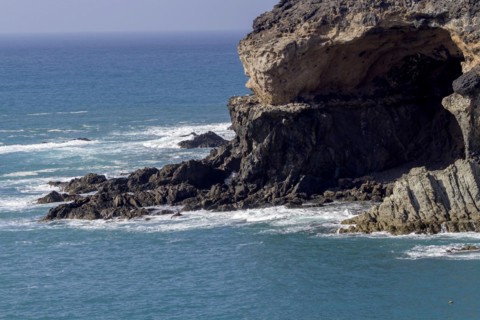 The caves and grottos of Ajuy, Caleta negra, Black Bay, Fuerteventura, Canary Island, Spain, Europe