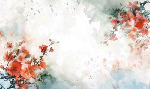 Watercolor flowers and lives, floral background space for text AI generated