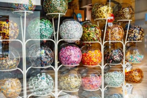 Jars of sweets in a shop in Barcelona, Spain, Europe