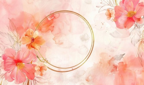 Thin golden frame on watercolor background, space for text AI generated