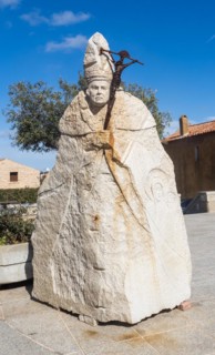 Stone sculpture, Pope, San Pantaleo, Sardinia, Italy, Europe