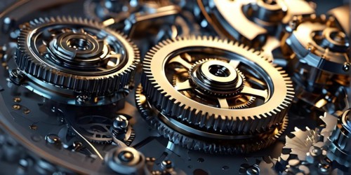 3d render background clockwork mechanism, AI generated