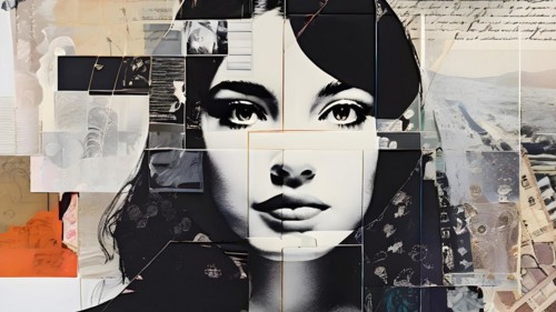 AI generated collage of overlapping faded polaroid photos