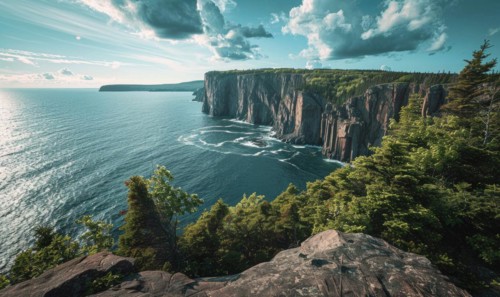 A coastal cliff overlooking the vast expanse of the ocean AI generated