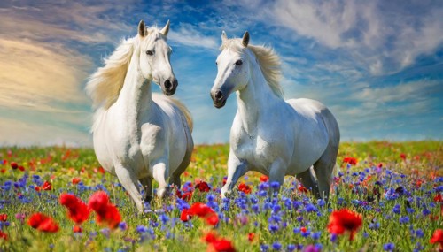 KI generated, A horse, horses, Arabian, in front of a blue sky, thoroughbred Arabian, AV, Arabian