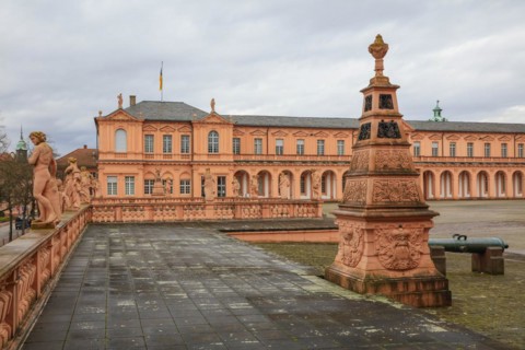 Court of honour baroque three-winged complex Rastatt Palace, former residence of the Margraves of