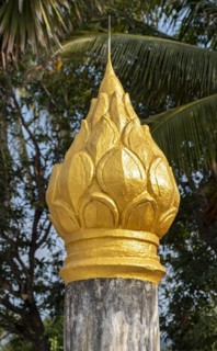 Gilded sculpture of lotus flower bud, Wat Wisunarat temple, Luang Prabang, Laos, Asia