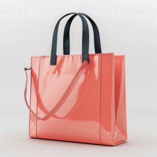 Bright coral glossy tote bag with shoulder straps and a clean, contemporary design, ai generated,