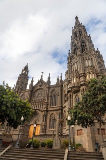 Church of San Juan Bautista, Gothic Cathedral of Arucas from below, Gran Canaria, Spain, Europe