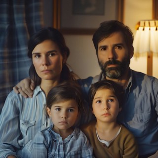 A serious family sits together and looks thoughtful, apartment relocation, apartment relocation,