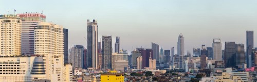 Panorama from Golden Mount, skyline of Bangkok, Thailand, Asia