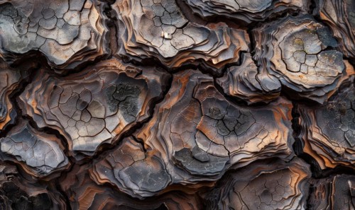 Close-up of pine bark with intricate patterns and textures AI generated