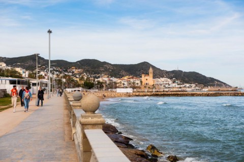 Promenade in Sitges, Spain, Europe