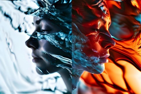 AI generated sequence of photos transitioning through a range of digital distortions symbolizing