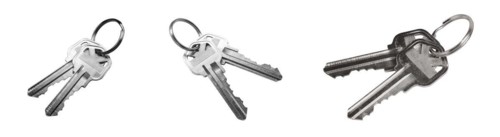 House key set of different angles isolated on a white background