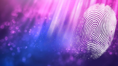 Abstract of fingerprint on gradation. generative AI, AI generated