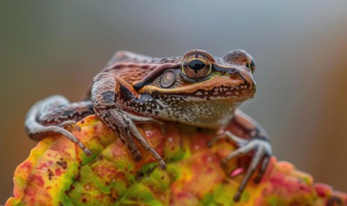 Close-up of Rana arvalis perched on a leaf AI generated