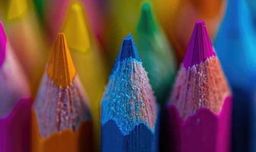 Close-up of sharpened colored pencils in a holder AI generated