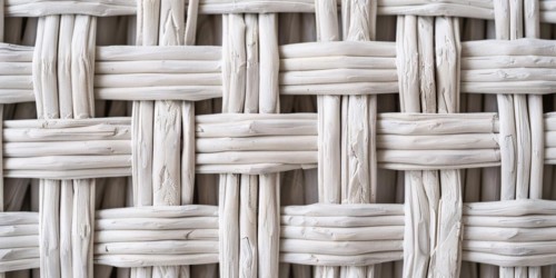 Close up of white wicker basket netting. KI generiert, generiert, AI generated