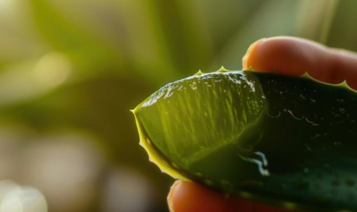 Close-up of cuted aloe vera leaf and water AI generated