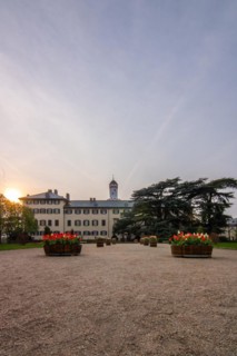 A castle with park at sunset. Historic building. Summer residence of the Prussian kings and German
