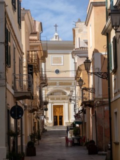 Alley in the old town centre, behind the church of Santa Maria Maddalenal, Maddalena, Isola La