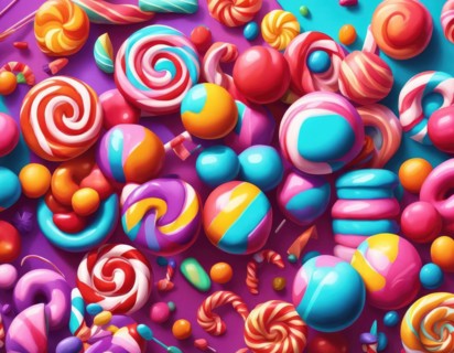 Abstract and fantastic background of colorful candies, AI generated