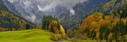 Autumn in the Trettachtal, near Oberstdorf, Oberallgaeu, Allgaeu, Bavaria, Germany, Europe