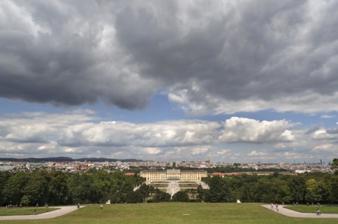 View of Schoenbrunn Palace and a part of the city of Vienna from the Gloriette, Schoenbrunn Palace