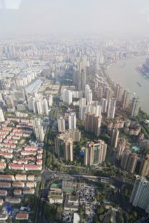 View from the 632 metre high Shanghai Tower, nicknamed The Twist, Shanghai, People's Republic of