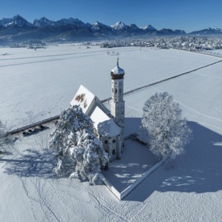 Pilgrimage church of St Coloman near Schwangau, Allgaeu, Swabia, Bavaria, Germany, Schwangau,