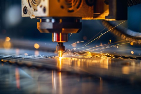 Close up of industrial laser cutting material. KI generiert, generiert, AI generated
