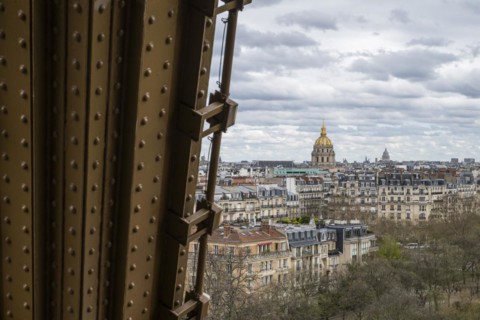 View from the Eiffel Tower to the Invalides, Paris, Ile-de-France, France, Europe