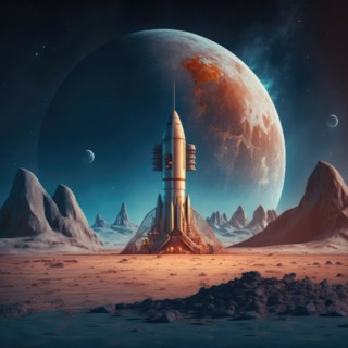 Space rocket ready to launch to extraterrestrial planet. Generative AI image, AI generated